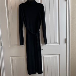 Theory Black Long-Sleeve Cashmere Sweater Dress